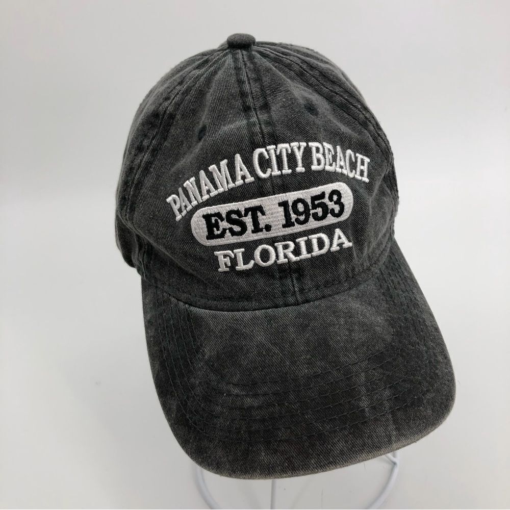 Panama City Beach Alvin’s Island Embroidered Ball Cap Gray Stone Wash Unisex